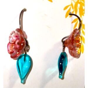 Tiffany Noel Glass Lampwork Floral Earrings